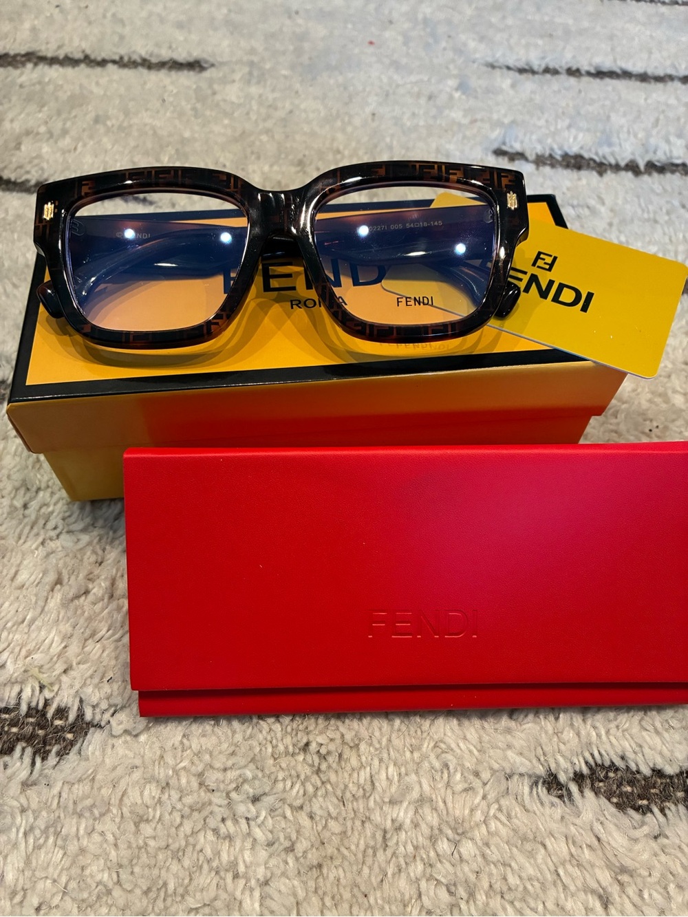 Fendi Tortoiseshell Square Eyeglasses with Gradient Lenses